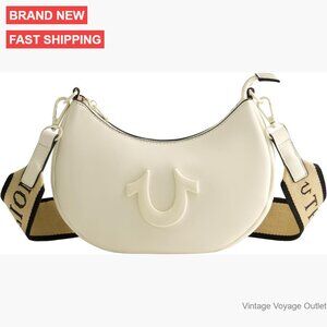 Crescent Hobo Shoulder Bag with Adjustable Strap, Faux Leather, 9.5" Wide